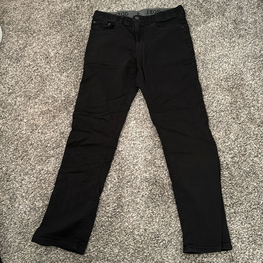 Black pants. Izod.